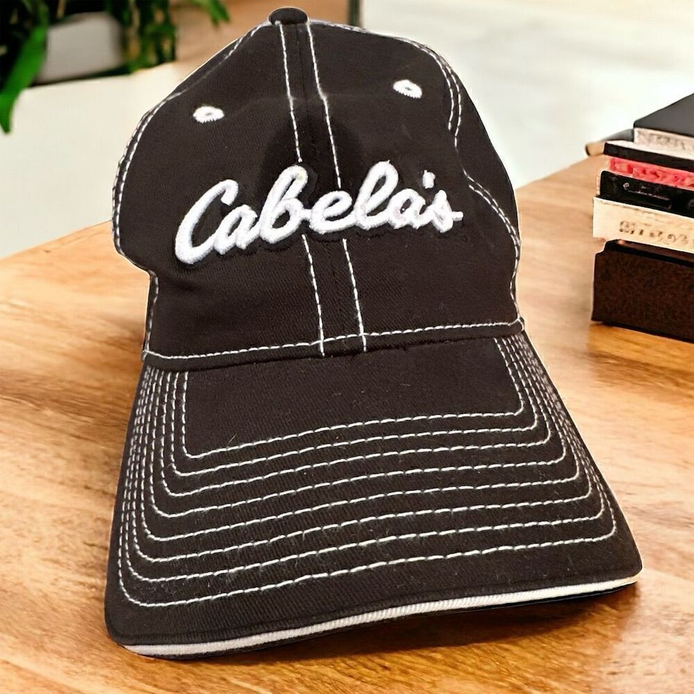Cabela's Women's Black Embroidered Baseball Cap Adjustable Wide Back Opening